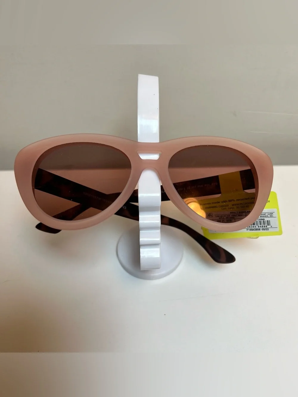Blush Pink Oval Sunglasses with Brown Lenses